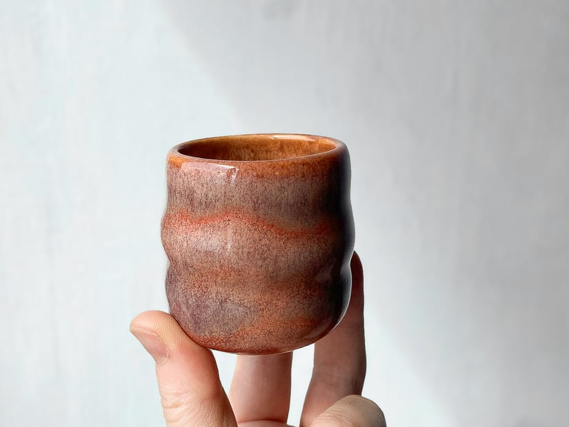 Dwie czarki do espresso - koralowe
