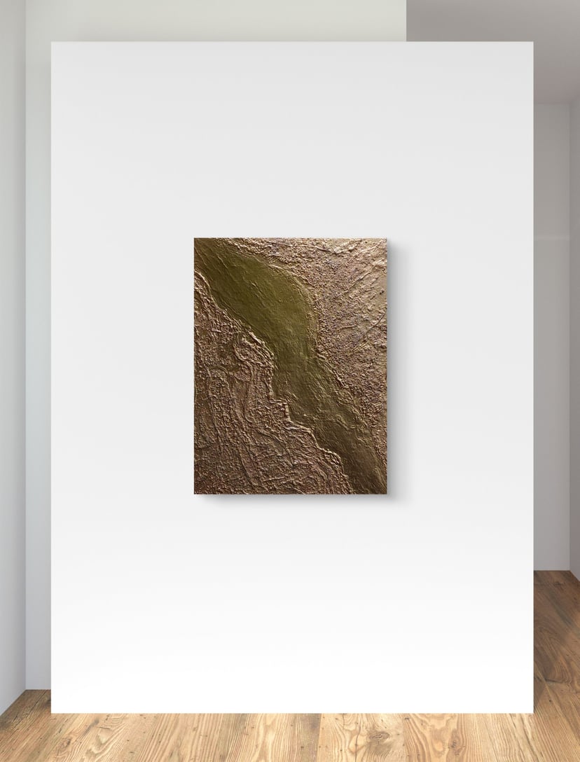 Elegancki złoty obraz nowoczesny do salonu, strukturalny 60x80cm
