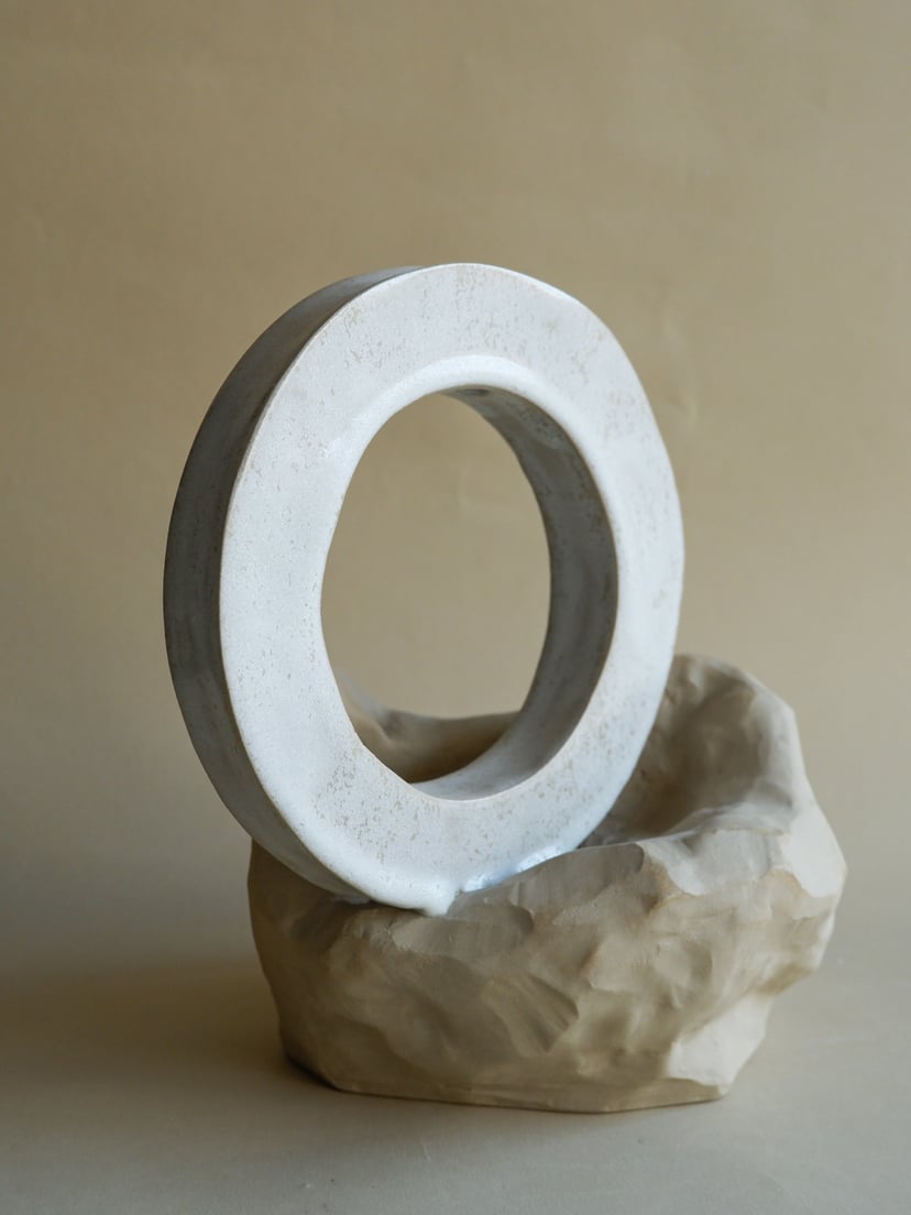 The Gems- Sculptural Vase 08 - wazon ceramiczny z kolekcji The Gems collection. Hand built of beautiful beige stoneware. This vase can be part of your home art