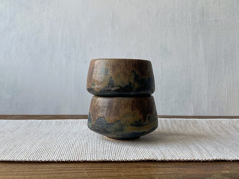 Komplet dwóch czarek HARA №1 - ręcznie wykonany komplet ceramicznych czarek
