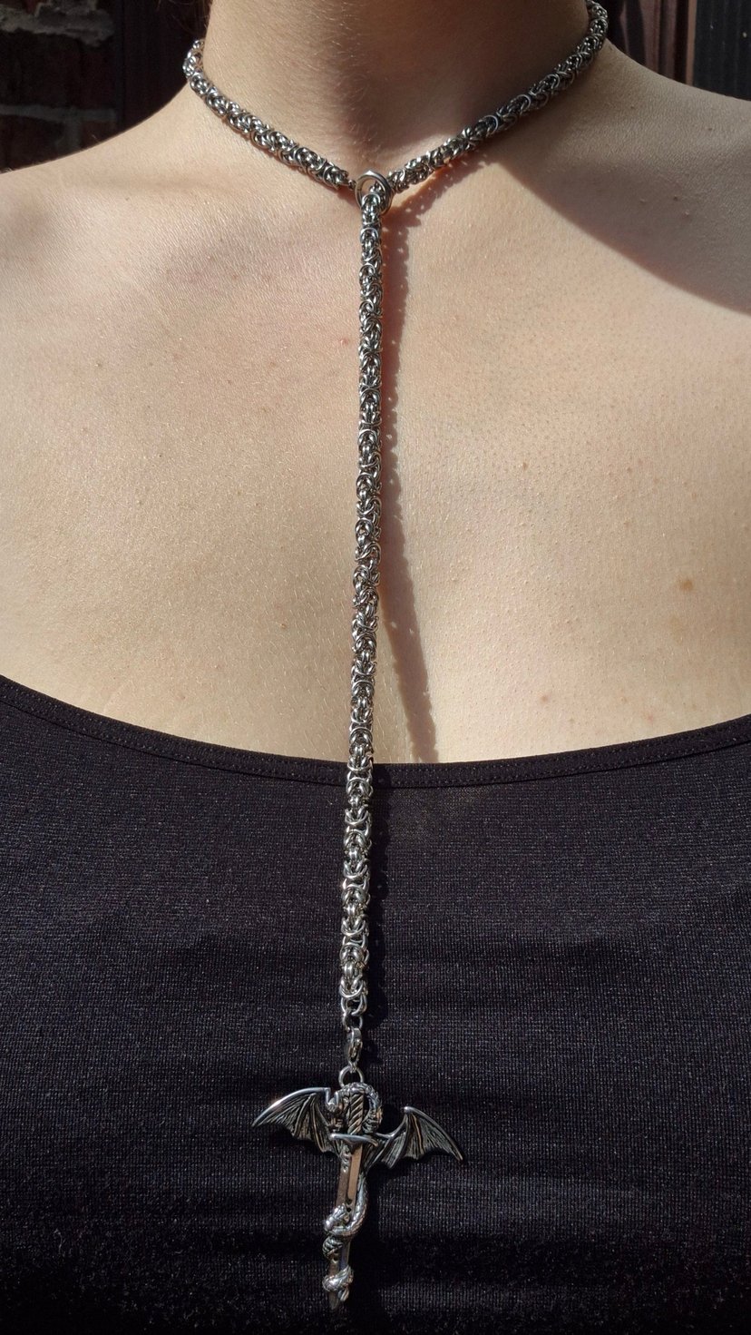 DRAGO naszyjnik chainmail ze smokiem