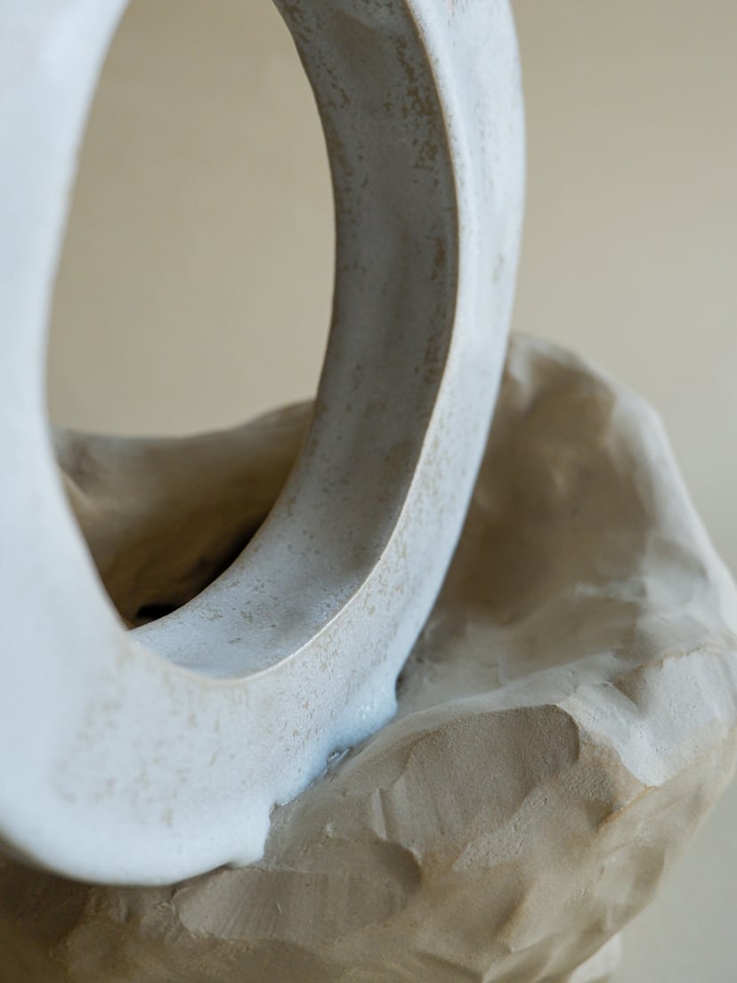 The Gems- Sculptural Vase 08 - wazon ceramiczny z kolekcji The Gems collection. Hand built of beautiful beige stoneware. This vase can be part of your home art