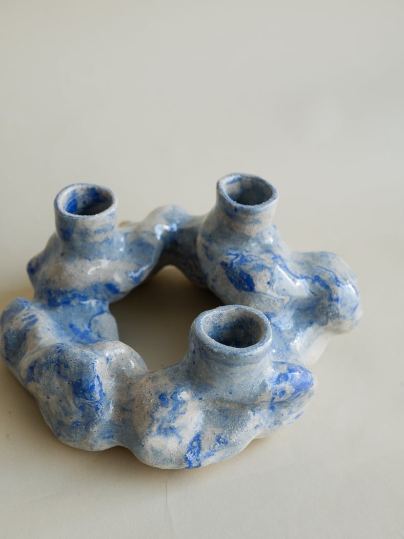 The Gems- Marbled Round Candle Holder 06 - świecznik z kamionki z kolekcji The Gems