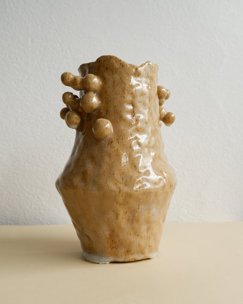 The Bubble- Olive-Beige Stoneware Clay Vase 07 - wazon ceramiczny z kolekcji The Bubble