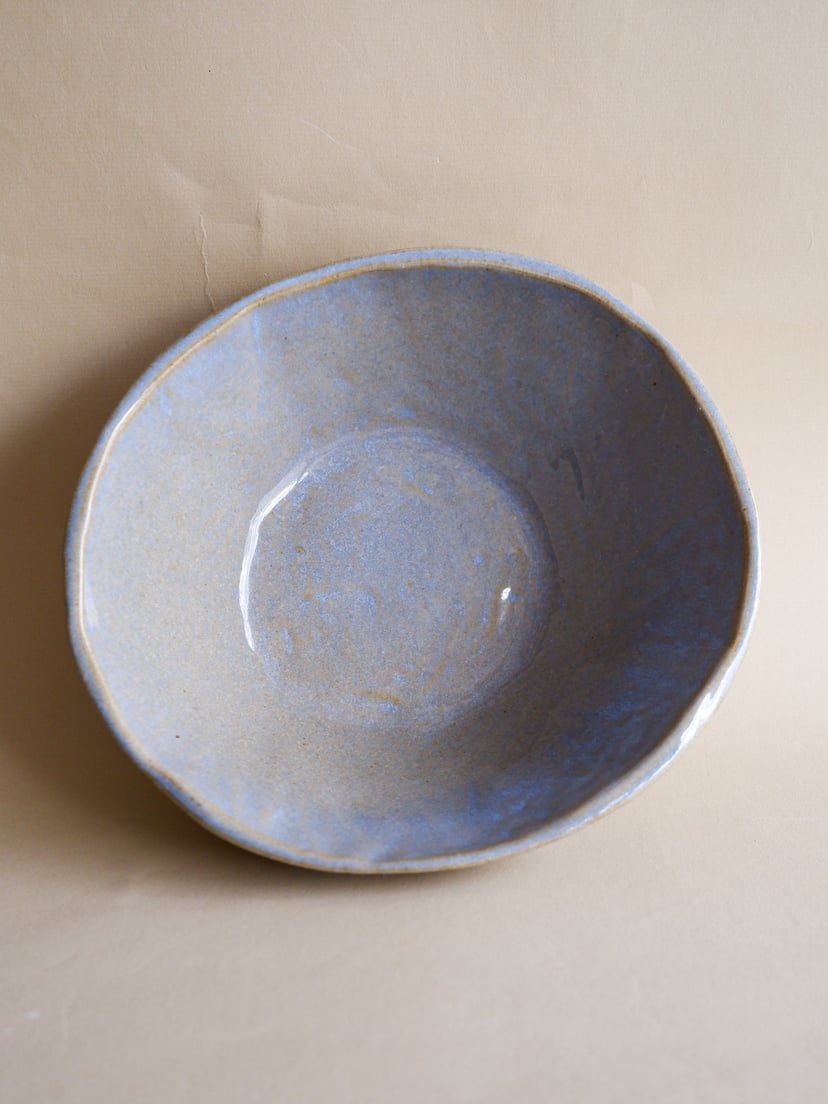 Bowl with Carved Lines 01, Light blue - miska z kamionki