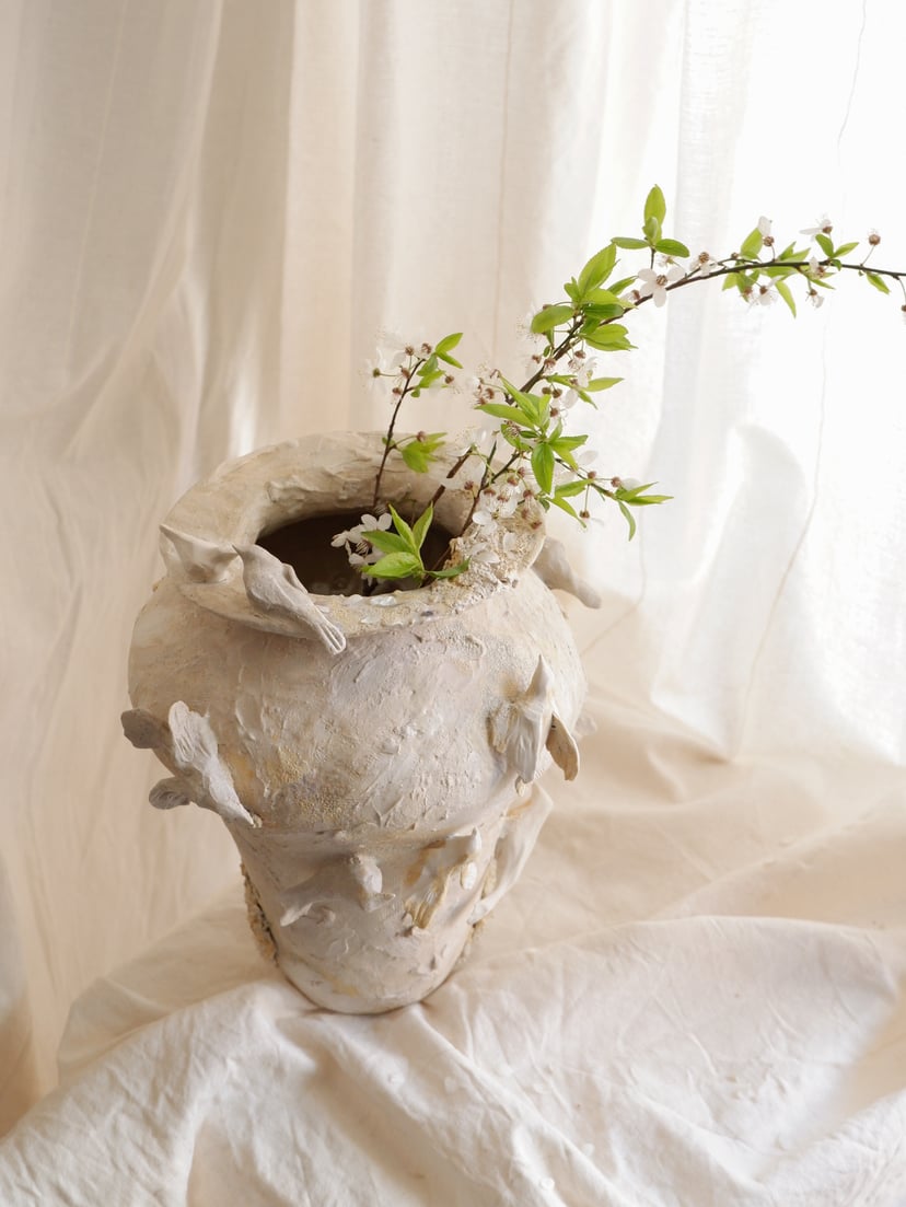 White Birds- Vase 01 - wazon ceramiczny