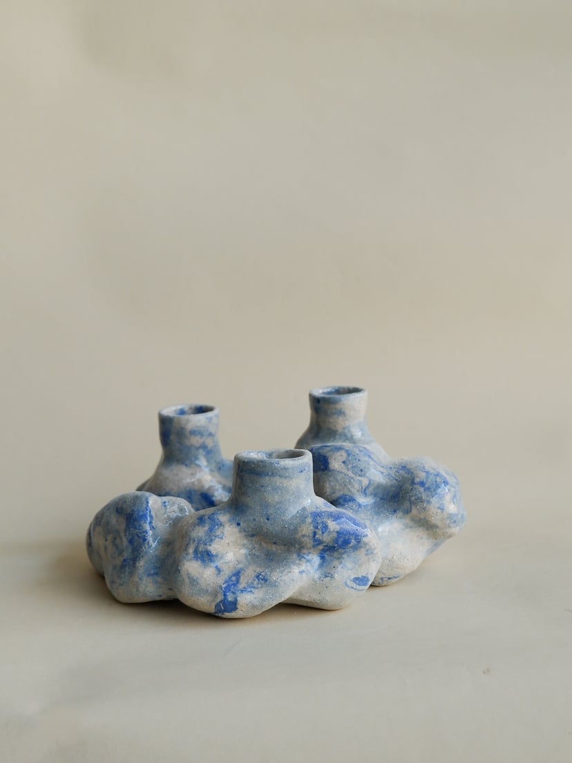 The Gems- Marbled Round Candle Holder 06 - świecznik z kamionki z kolekcji The Gems