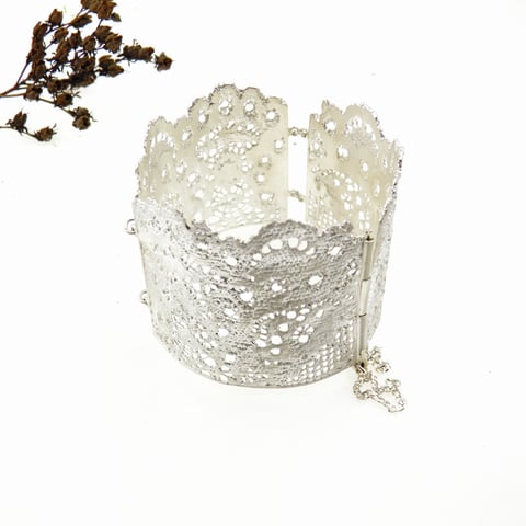 Bransoletka srebrna duża satynowa - Delicate