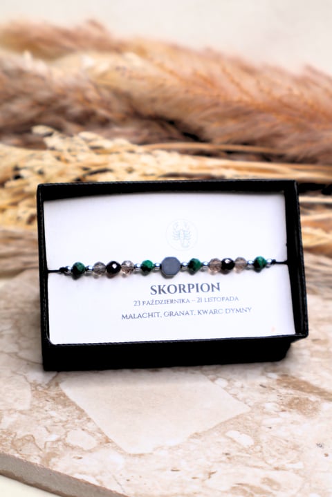 Bransoletka "SKORPION" - srebrna - Czerwony