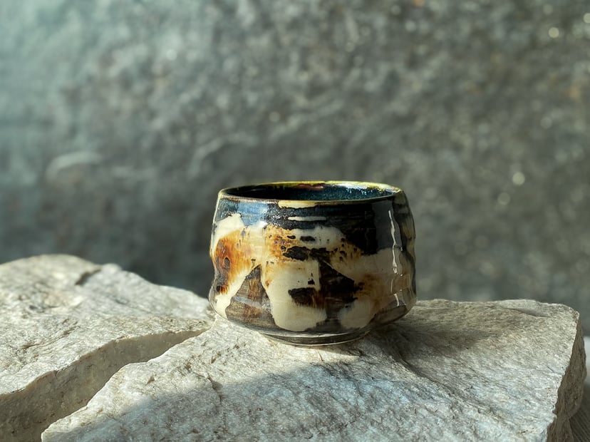 Chawan czarno-brązowy