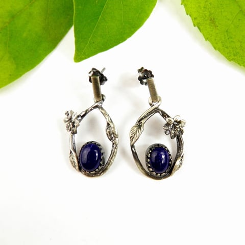 Lazurowa natura - Kolczyki srebrne z lapis lazuli