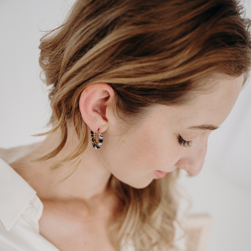 Kolczyki Royal | Jaspis dalmatyński x Turmalin czarny