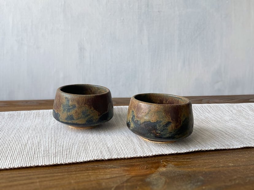 Komplet dwóch czarek HARA №1 - ręcznie wykonany komplet ceramicznych czarek