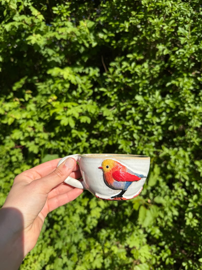 Filiżanka ptaszek - morska - ceramiczna filiżanka z ptasim motywem
