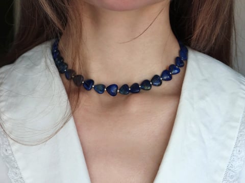 Lapis Lazuli naszyjnik z sercami