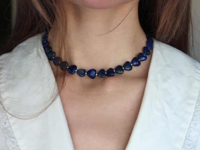 Lapis Lazuli naszyjnik z sercami
