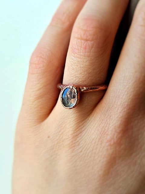 Miedziany pierścionek - topaz, rozm. 10