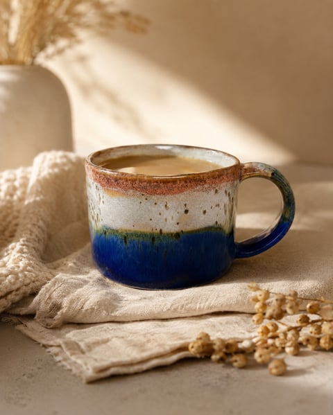 Kubek ceramiczny handmade - nadmorski spokój