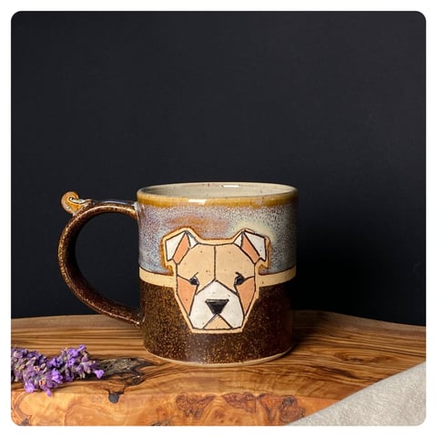 Kubek ceramiczny z psem handmade rękodzieło - Staffik