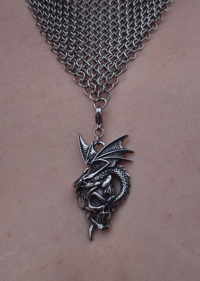 FORCEFUL kolia chainmail - Kolia z zawieszką smoka