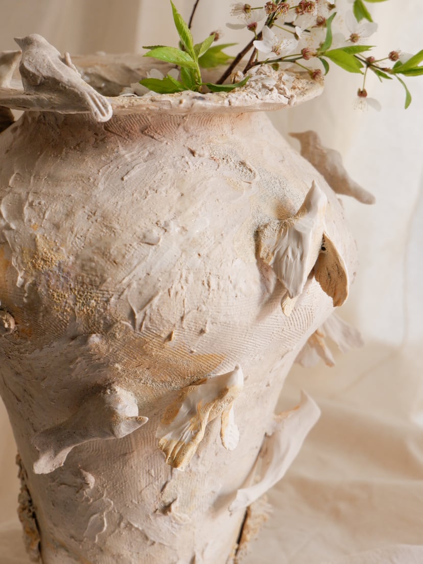 White Birds- Vase 01 - wazon ceramiczny