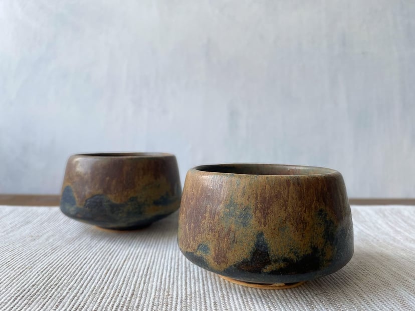 Komplet dwóch czarek HARA №1 - ręcznie wykonany komplet ceramicznych czarek