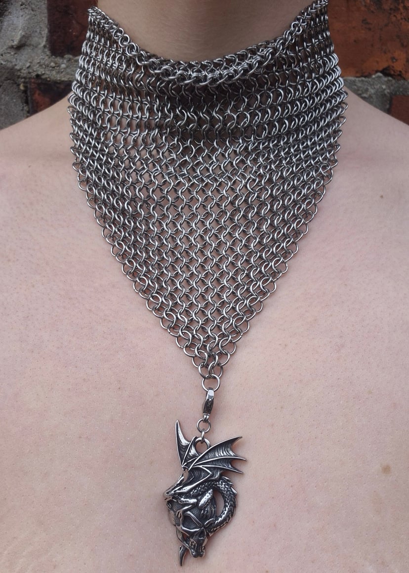FORCEFUL kolia chainmail - Kolia z zawieszką smoka