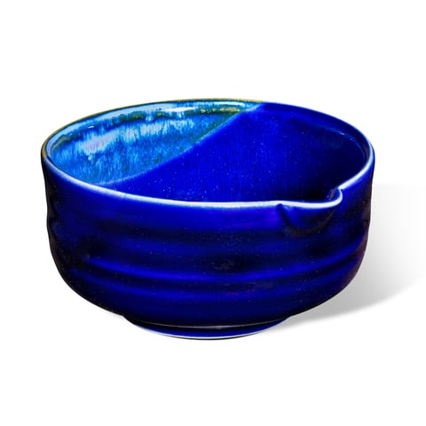 Miseczka do matchy - CHAWAN W STYLU KATAKUCHI - wzór FALA, kolor Kobalt