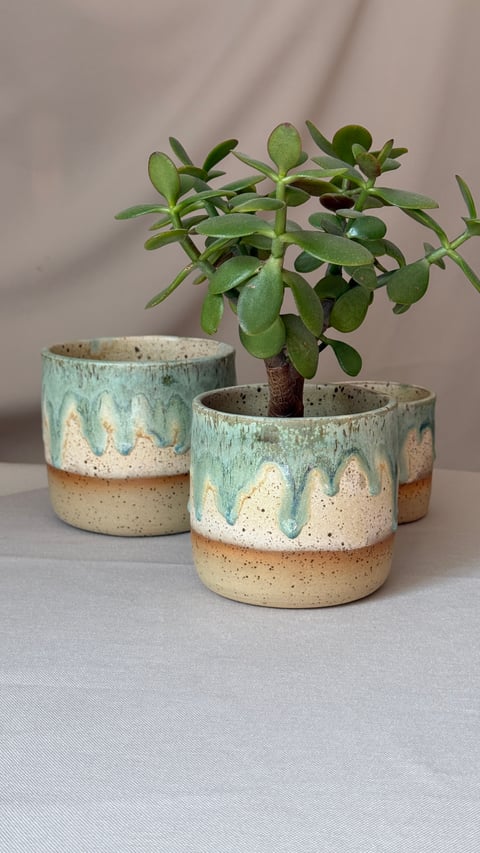 Osłonka ceramiczna Lazur 6 cm – ceramika handmade na doniczkę