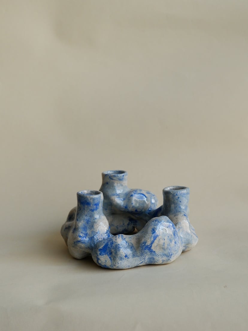 The Gems- Marbled Round Candle Holder 06 - świecznik z kamionki z kolekcji The Gems