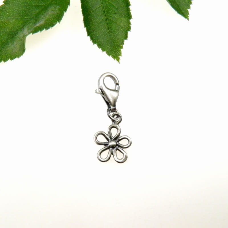 Charms - Ażurowy kwiatuszek szary