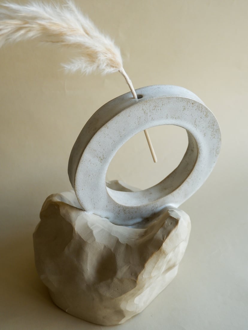 The Gems- Sculptural Vase 08 - wazon ceramiczny z kolekcji The Gems collection. Hand built of beautiful beige stoneware. This vase can be part of your home art