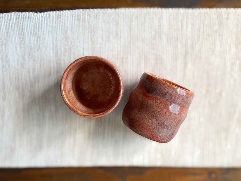 Dwie czarki do espresso - koralowe