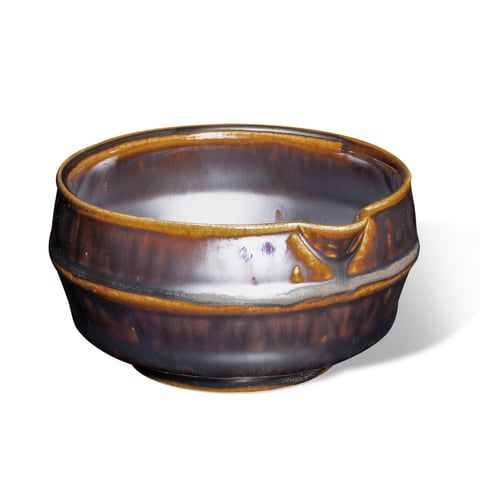 Miseczka do matchy - CHAWAN W STYLU KATAKUCHI - wzór GÓRA, kolor Miedziany