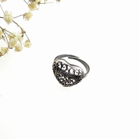 Pierścionek z sercem heart black