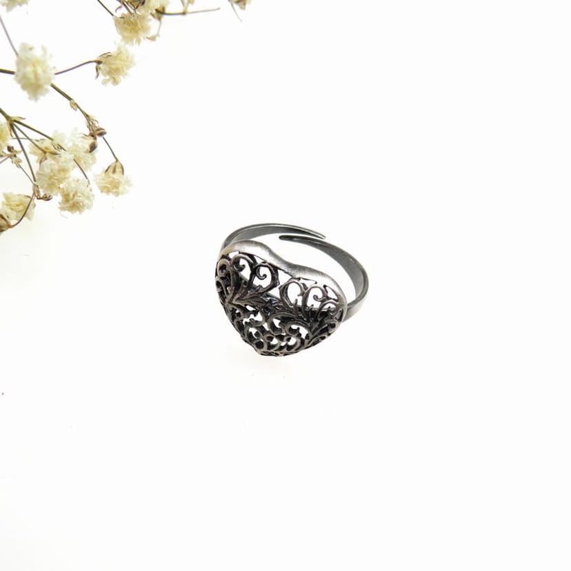 Pierścionek z sercem heart black