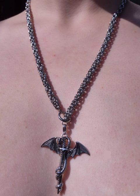 DRAGO naszyjnik chainmail ze smokiem