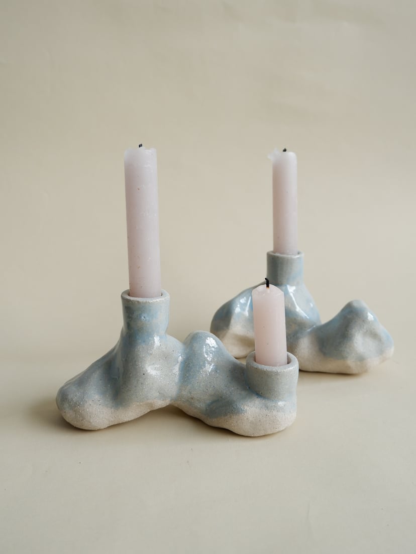 The Gems- Set Of Two Candle Holders 07 - zestaw dwóch świeczników z kamionki z kolekcji The Gems
