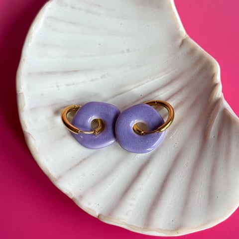 Violet - wiszące kolczyki z porcelany - Porcelka donut
