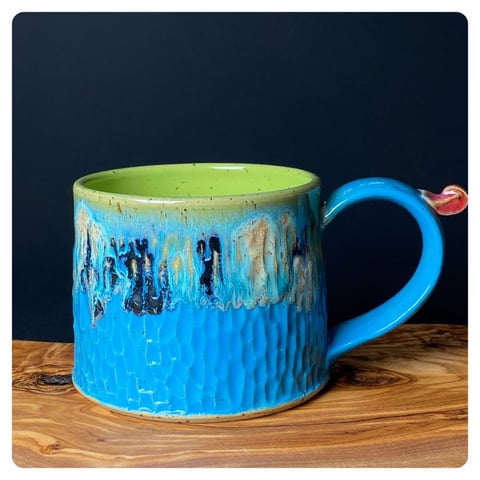 Kubek ceramiczny 300 ml KORA - zielono niebieski