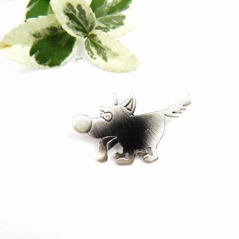 Zawieszka srebrna- Pies Atos szary