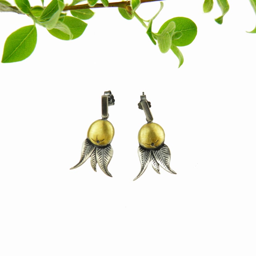 Jarzębina złota - kolczyki na sztyftach