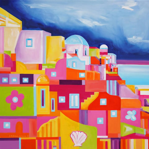 Let's find some seashells! - Obraz olejny 80x80 cm