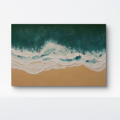 Duży obraz strukturalny "Między ciszą a przypływem" morskie fale 100x150 cm