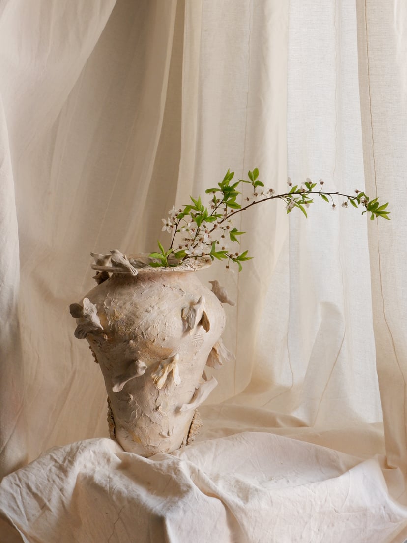 White Birds- Vase 01 - wazon ceramiczny