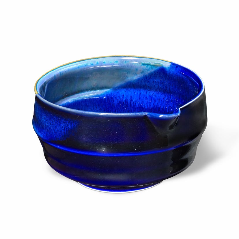 Miseczka do matchy - CHAWAN W STYLU KATAKUCHI - wzór GÓRA, kolor Kobalt