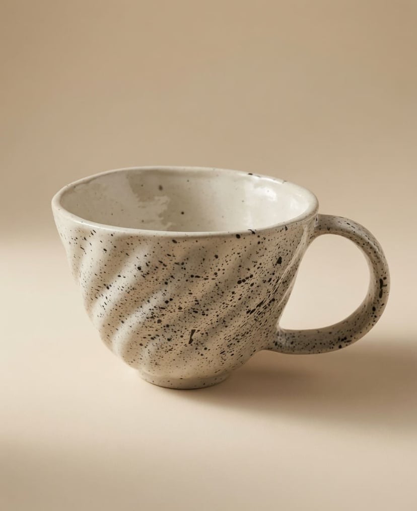 Kubek ceramiczny handmade - Czarne Fale