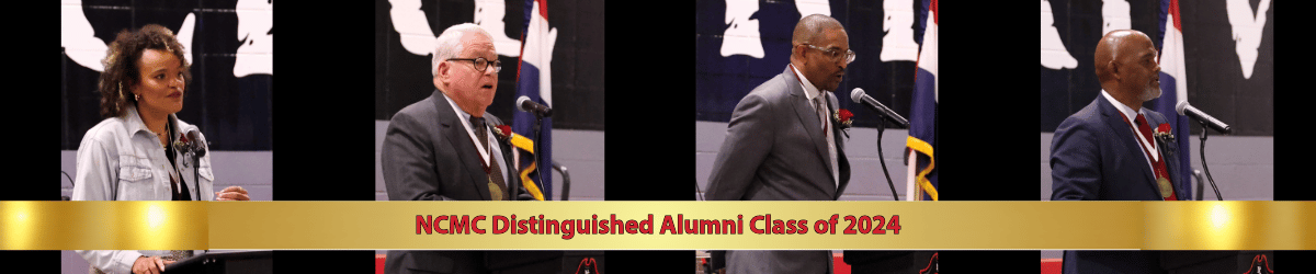 NCMC Distinguished Alumni Class of 2024 Dr. Cassie Hunt Williams, Mike Arnold, Anthony Herrington, Louis Wilson