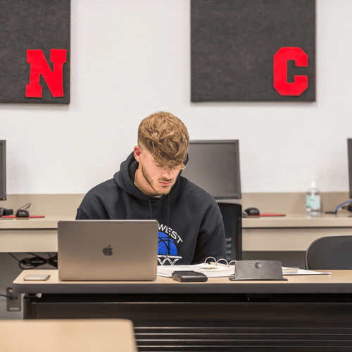 Student in the Math lab