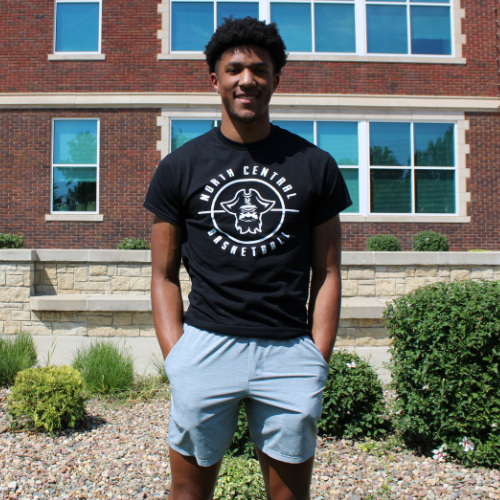 Student wearing NCMC Pirate gear